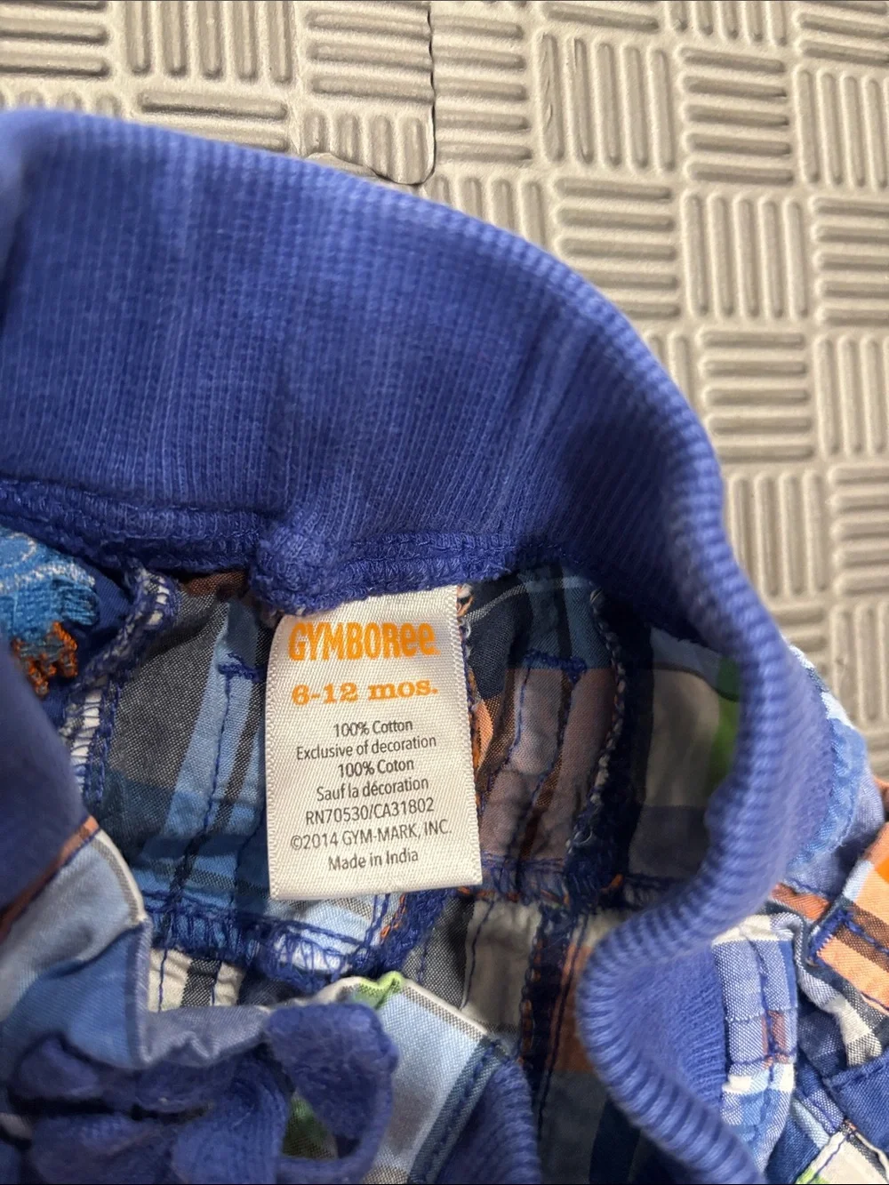 Gymboree Plaid Rocket Patch Toddler Shorts - Navy, Orange, Green